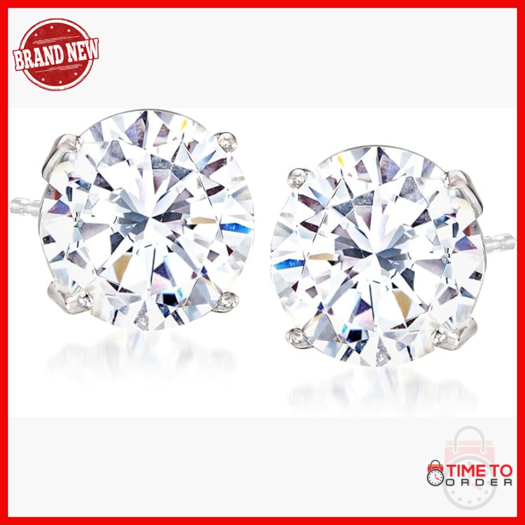 8.00 Ct Cz Stud Earrings 14kt White Gold 10mm Diameter